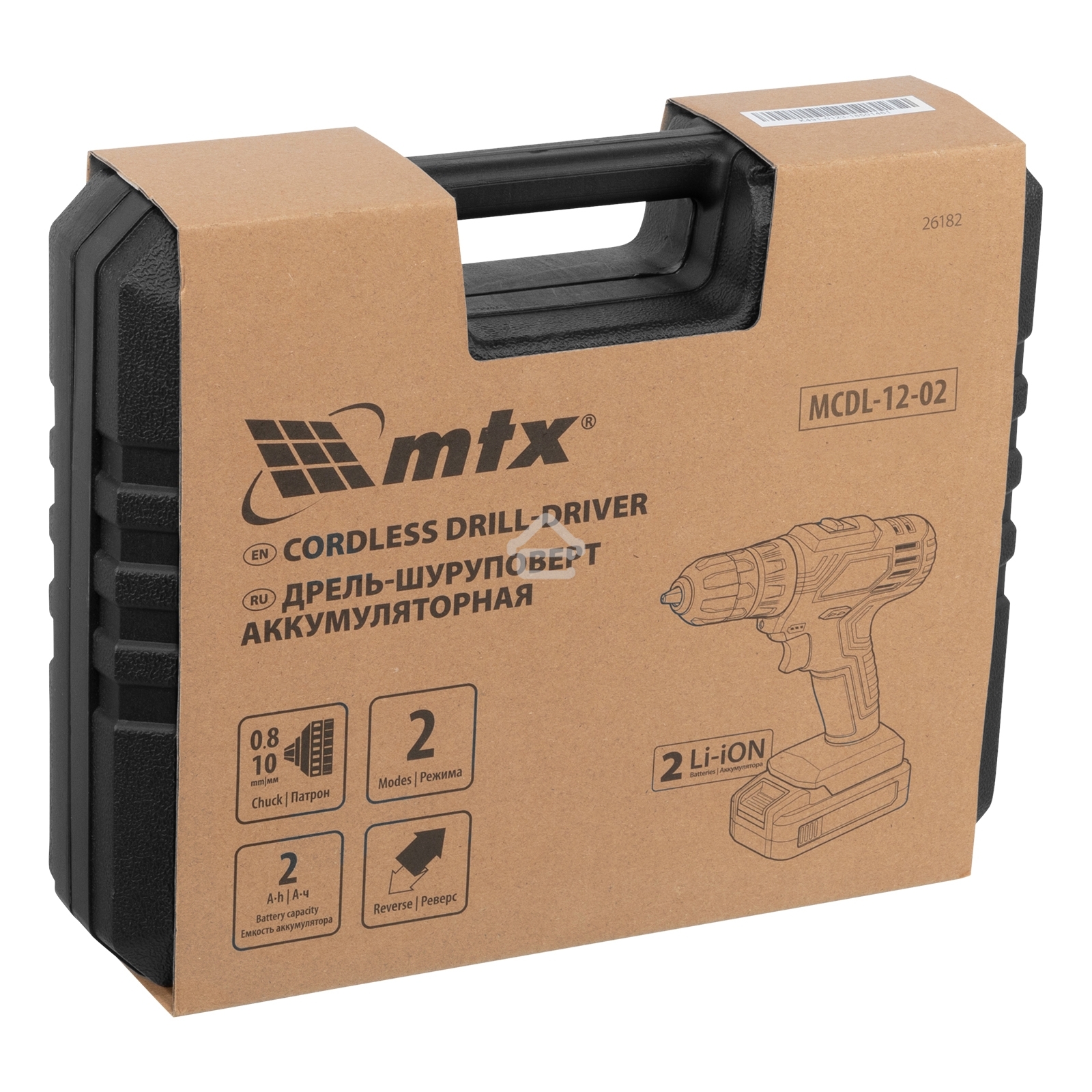 Дрель-шуруповерт аккумуляторная MTX MCDL-12-02, Аккумуляторная, 12В, 2 АКБ, Кейс