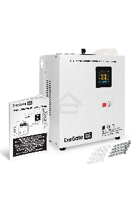 Стабилизатор напряжения настенный ExeGate Master AV-20000M (20000ВА, вход 140-260В, цветной дисплей, выход 220В±8%, КПД 98%, 5 уровней защиты, задержка, усиленный метал.корпус, 1*Schuko+клем.колодка, RTL)