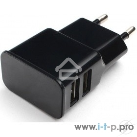 Адаптер питания Cablexpert MP3A-PC-12 100/220V - 5V USB 2 порта, 2.1A, черный