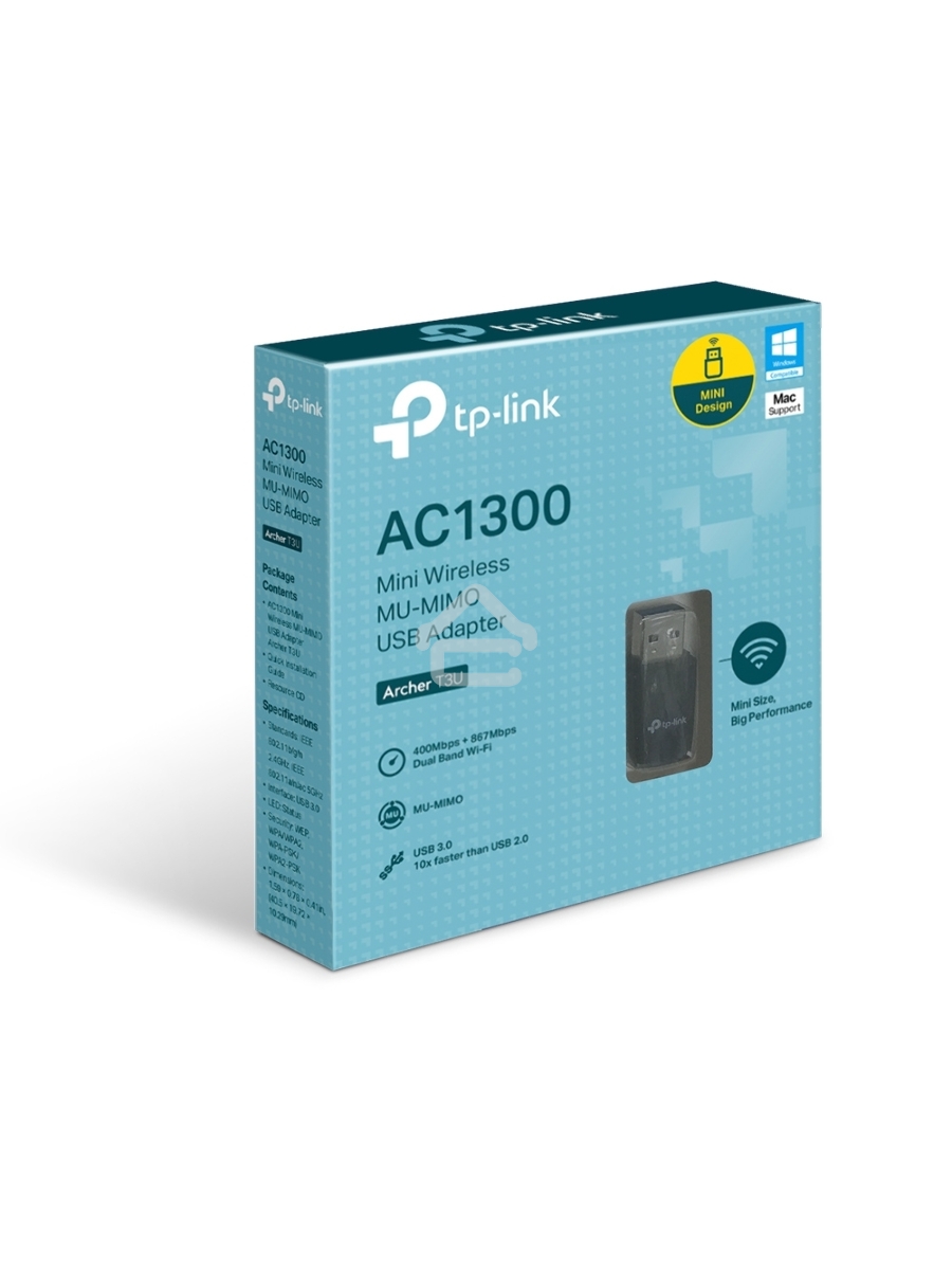 Адаптер TP-LINK Archer T3U AC1300 Мини Wi-Fi MU-MIMO USB-адаптер