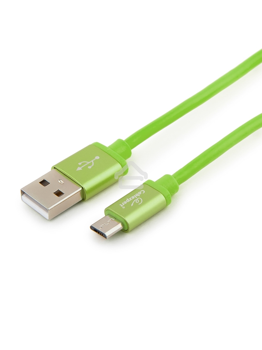 Кабель USB 2.0 Cablexpert CC-S-mUSB01Gn-1M, AM/microB, серия Silver, длина 1м, зеленый, блистер 