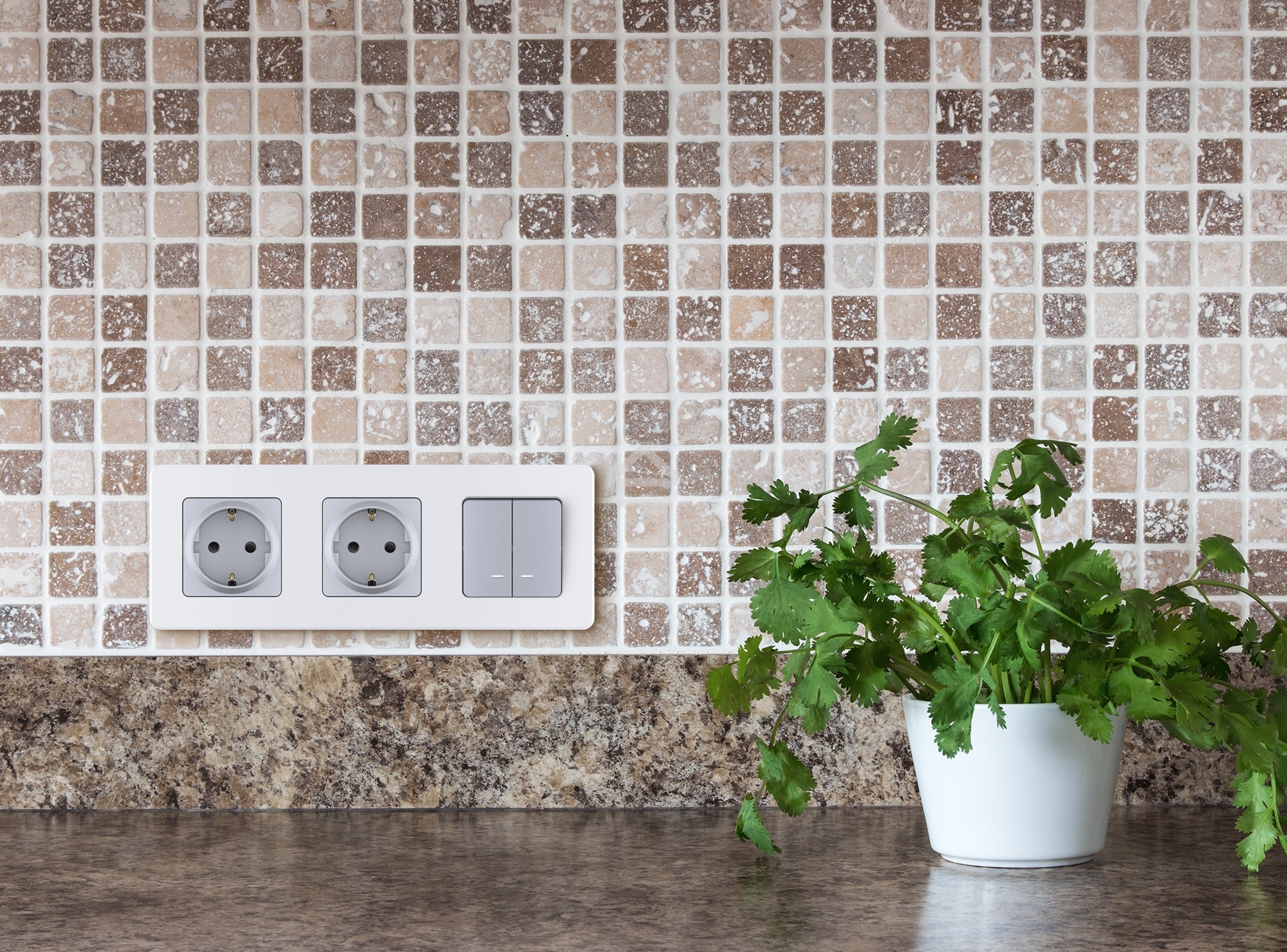 Выключатель 2-клавишный с подсветкой/индикацией 10AX 250 В алюминий