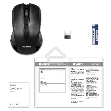 Мышь беспроводная SVEN RX-270W черный, 1600 dpi, радиоканал, USB, кнопки - 4