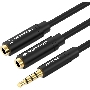 Переходник-разветвитель Vention гибкий Jack 3.5 mm M 4 pin/Jack 3.5 mm F x 2 - 0.3м BBCBY