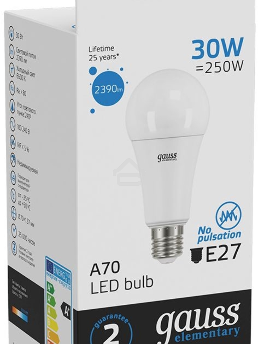 Светодиодная лампа LED Elementary A67 30W E27 2390lm 6500K 1/10/50 0 GAUSS 73239