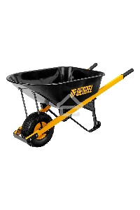 Тачка строительная, усиленная, объем 140 л, 230 кг, колесо 15х6.00-6 Denzel