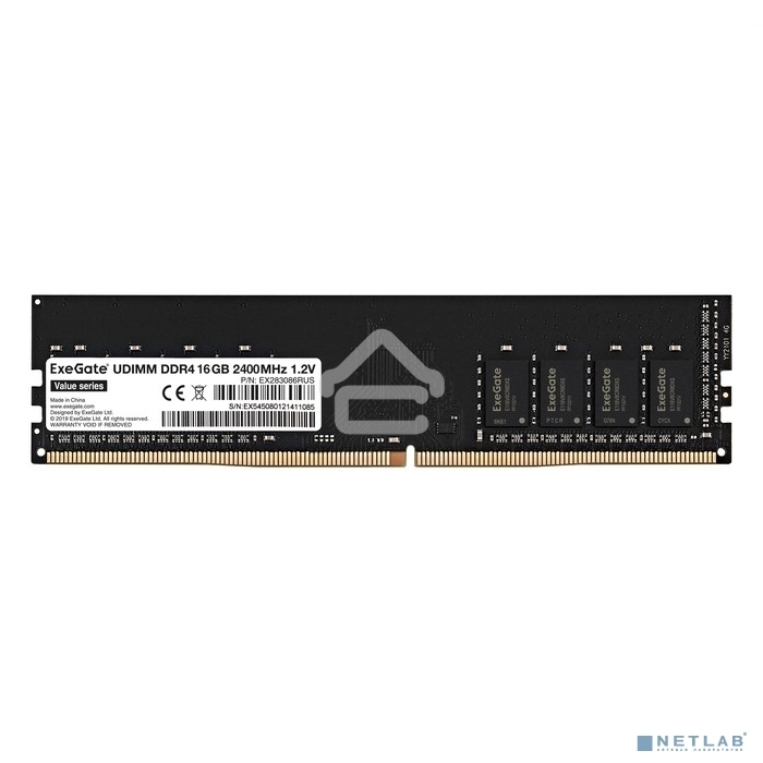 Оперативная память Exegate, DDR4, 16GB (1x16 GB), 2400 MHz, CL17, DIMM, OEM