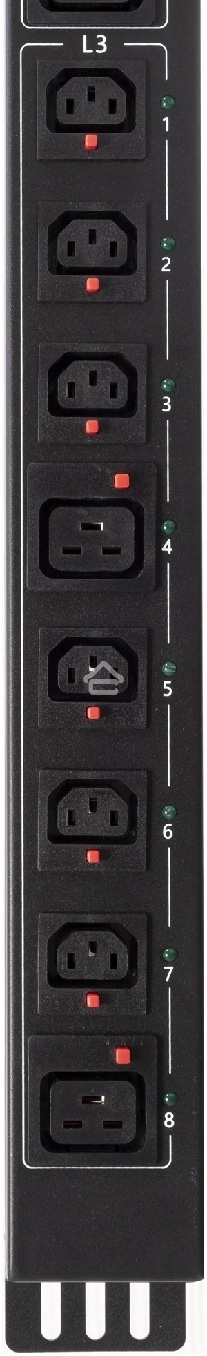 Блок распределения питания Powercom PDU-32AVMS24-18C3-6C9-3P верт.размещ. 18xC13 6xC19 с сетевым мониторингом 3x32A EN 60309 2м