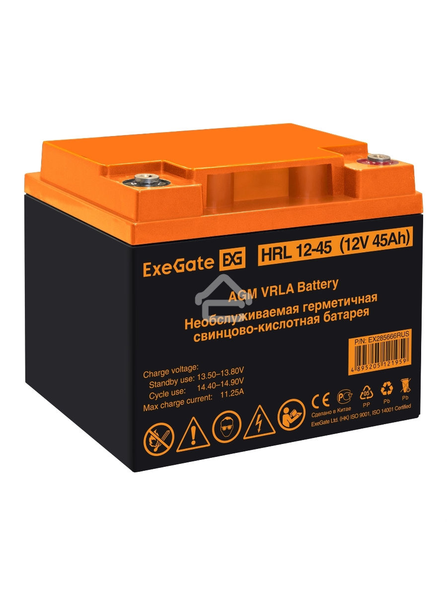 Аккумуляторная батарея ExeGate HRL 12-45 (12V 45Ah, под болт М6)