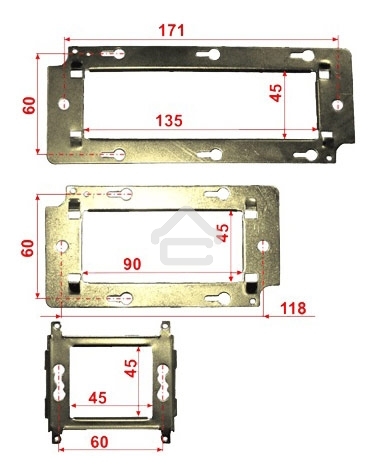 Суппорт Lanmaster LAN-MF45X45 1xMosaic металлический упак:1шт