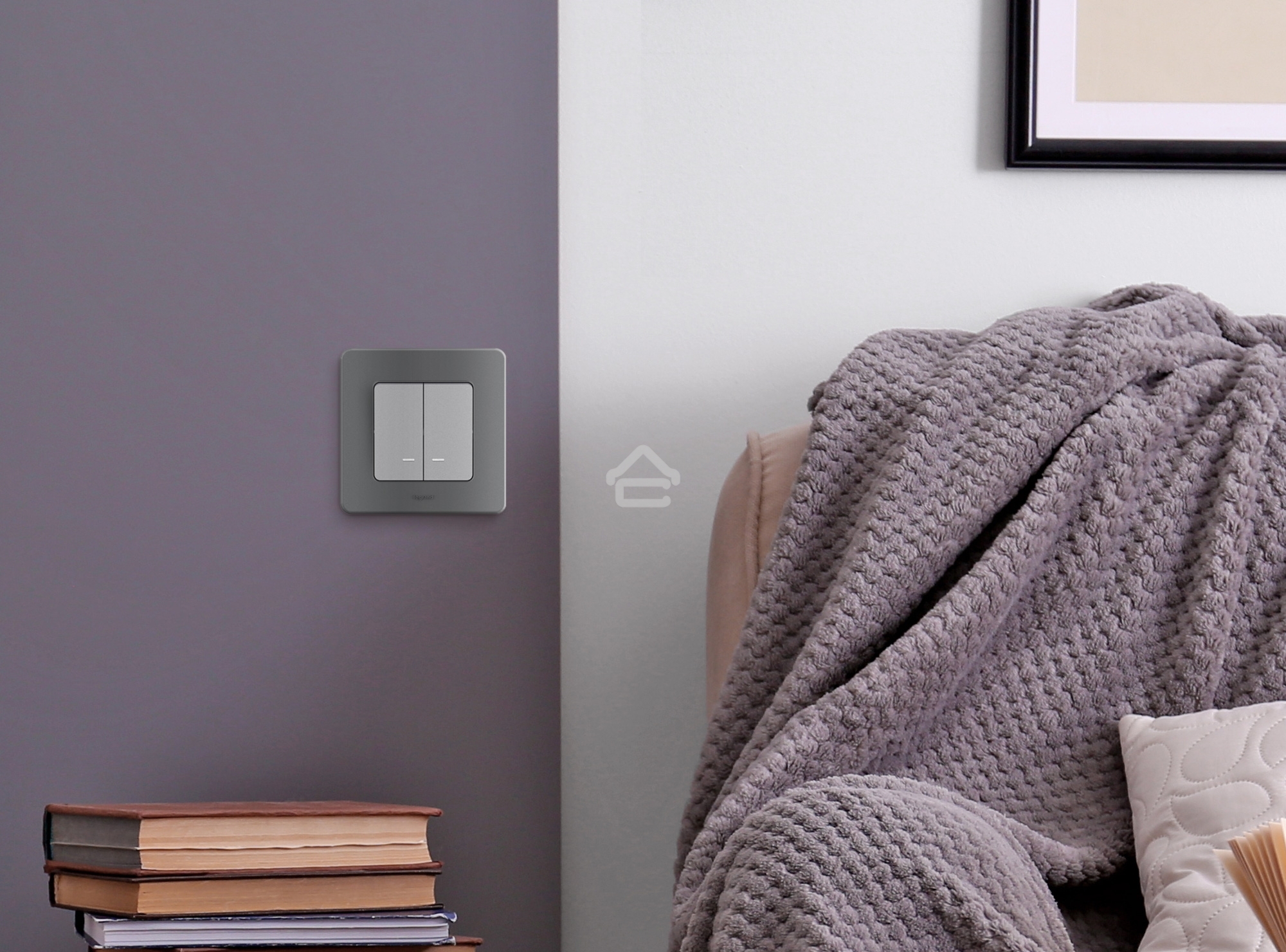 Выключатель 2-клавишный с подсветкой/индикацией 10AX 250 В алюминий