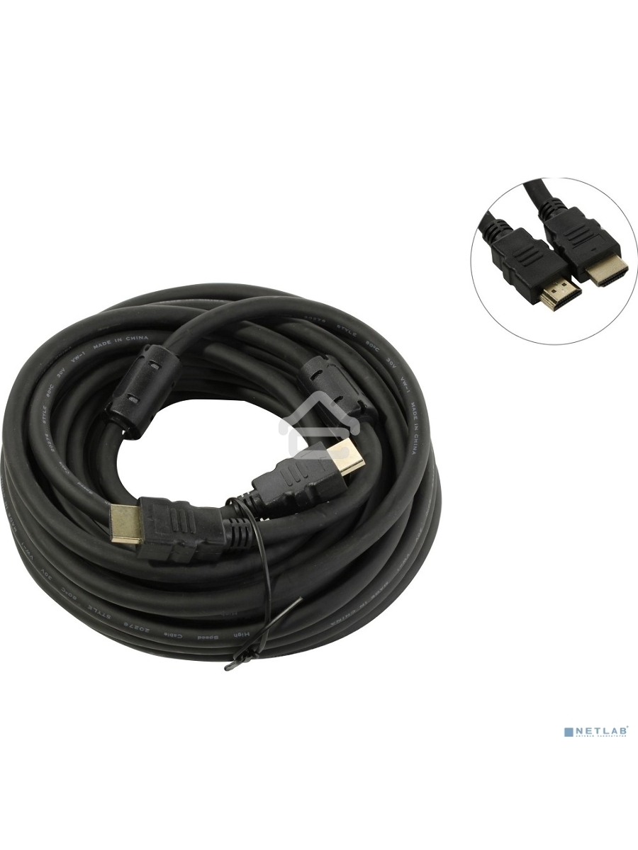 Кабель HDMI Exegate EX287726RUS EX-CC-HDMI2-10.0F (19M/19M, v2.0, 10м, 4K UHD, Ethernet, ферритовые кольца, позолоченные контакты)