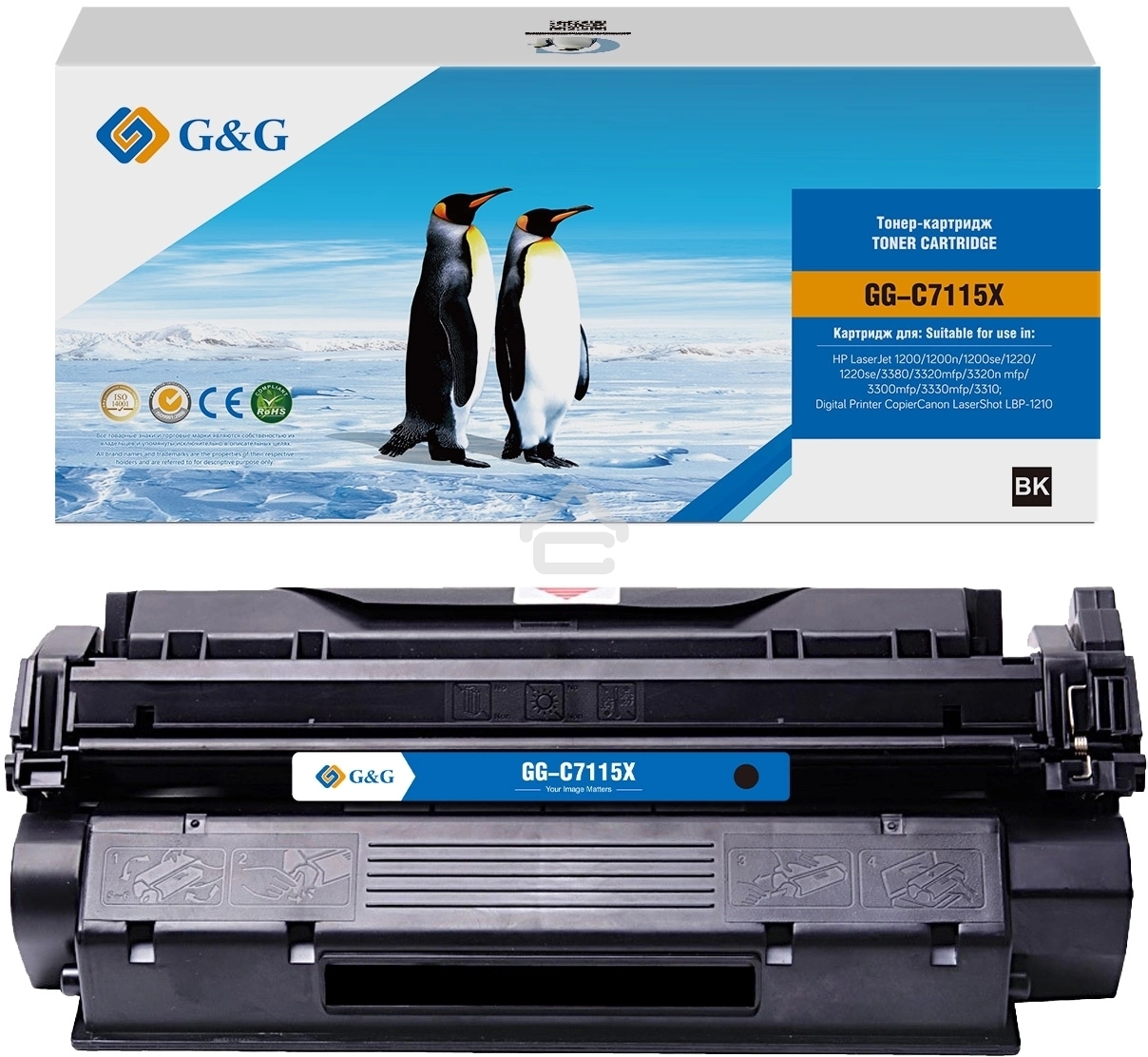 Картридж лазерный G&G GG-C7115X C7115X черный (3500 стр.) для HP LJ 1200/1200n/1200se/1220/1220se/3380/3320mfp/3320n mfp/3300mfp/3330mfp/3310
