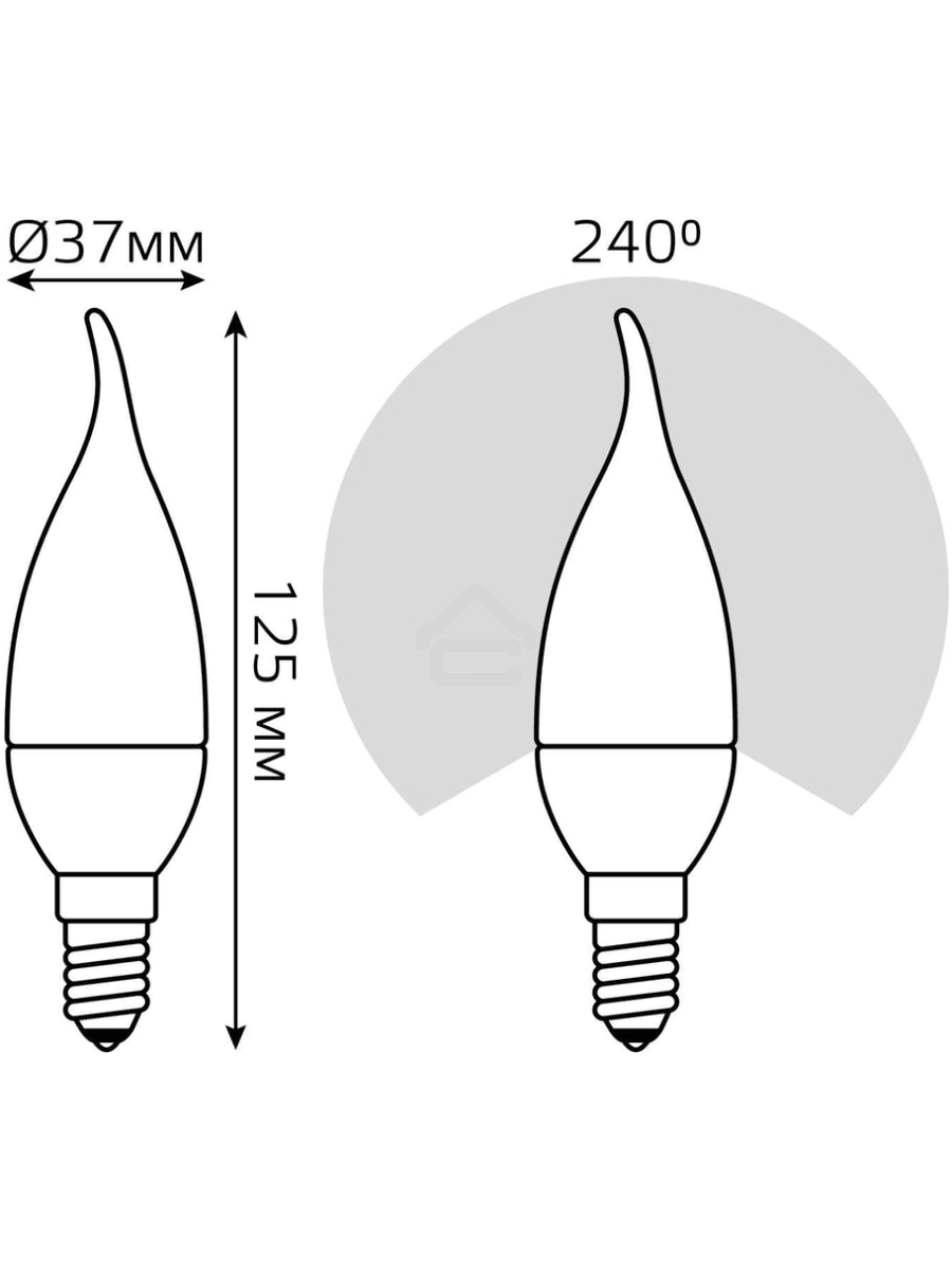 Лампа светодиодная GAUSS 104101107LED Candle tailed E14 6.5W 2700K