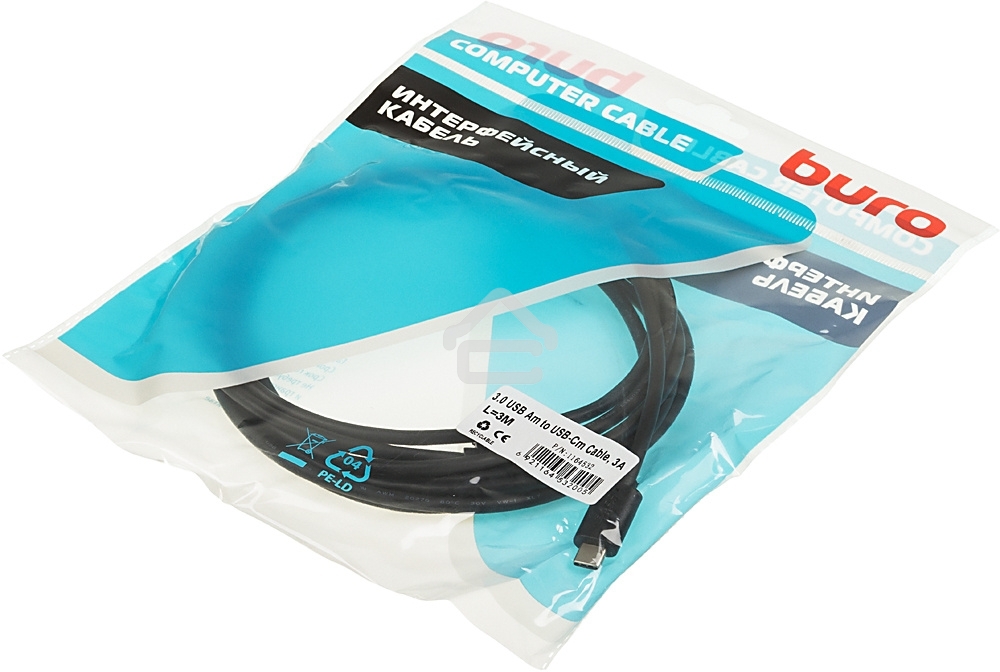 Кабель Buro BHP USB-TPC-3 USB 3.0 A(m) USB Type-C (m) 3м черный