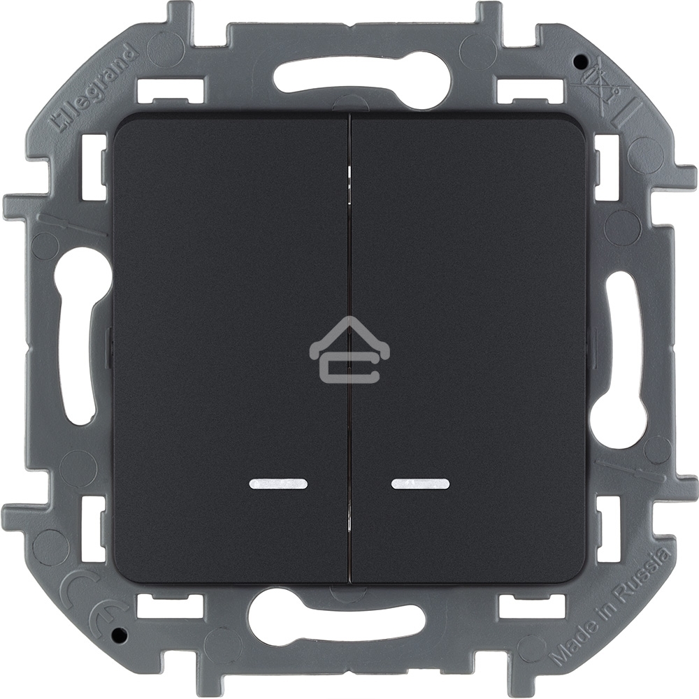 Выключатель 2-клавишный с подсветкой/индикацией 10AX 250 В антрацит