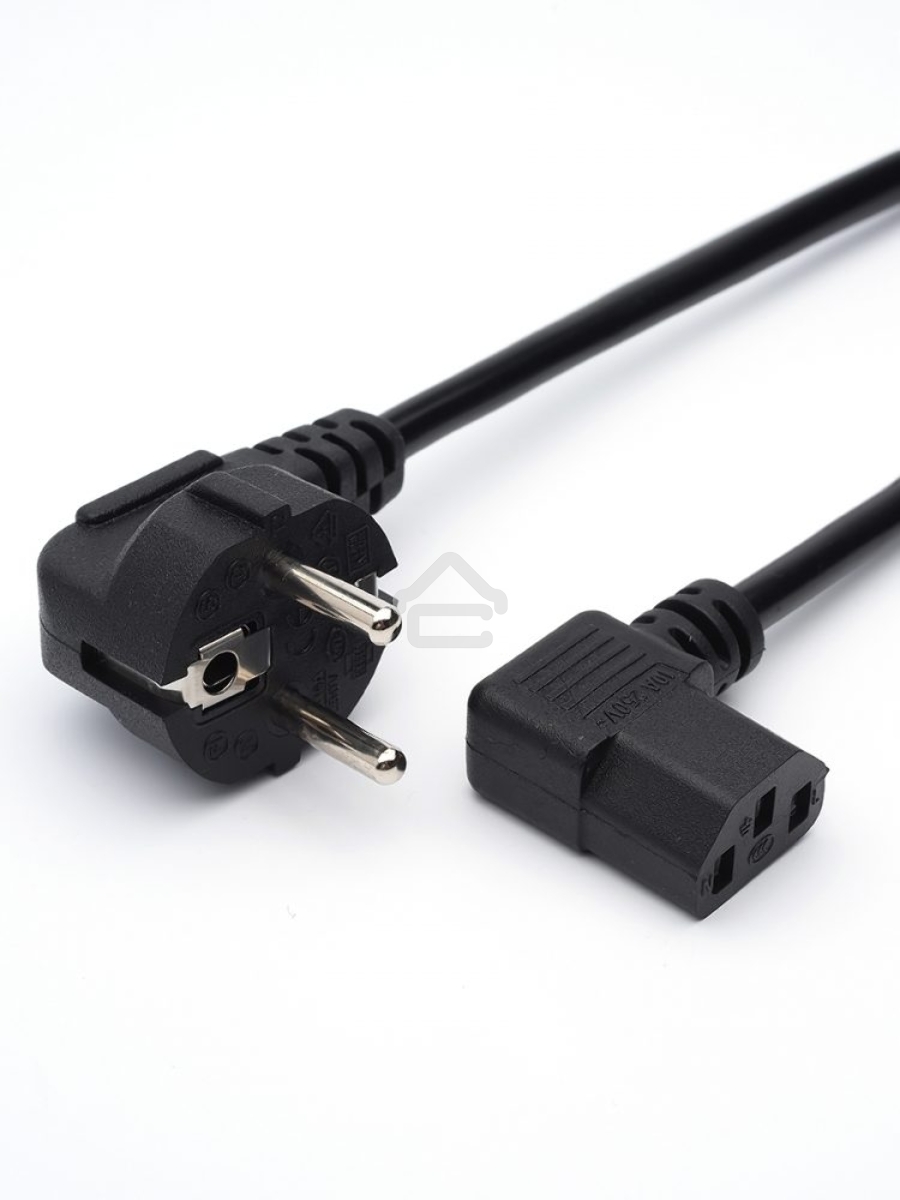 Кабель питания GoPower евровилка-C13 (f) 1.8м ПВХ угловой черный (1/125)