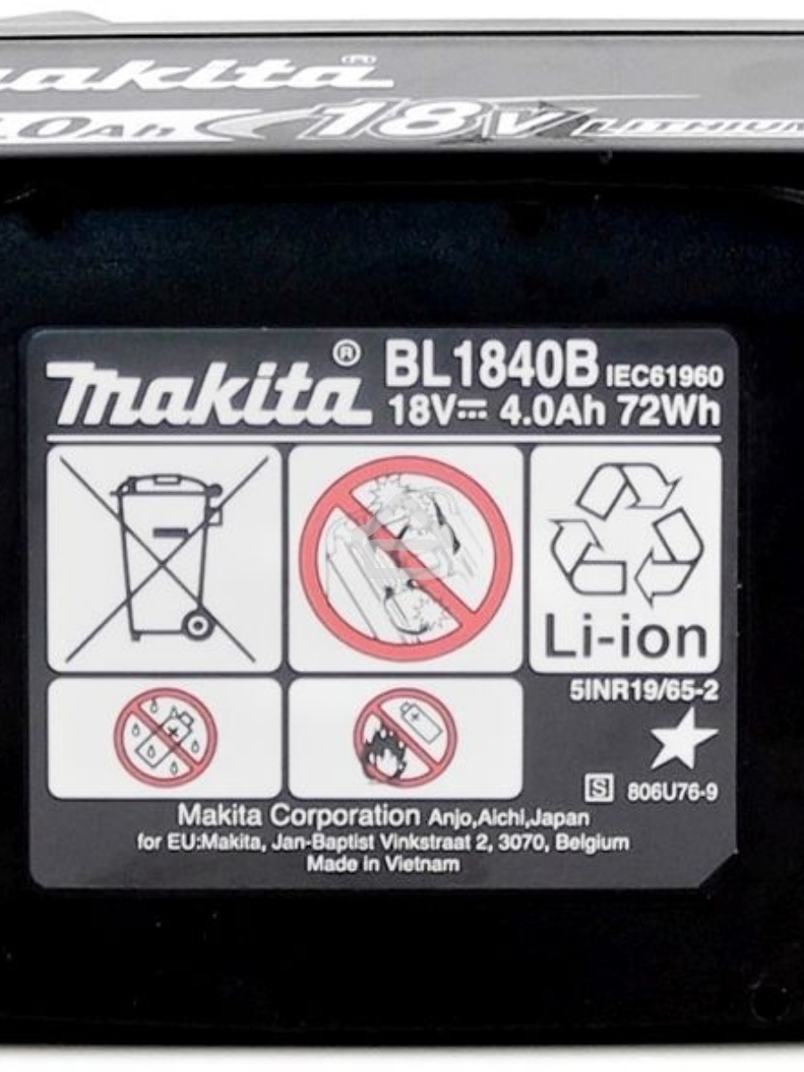 Батарея аккумуляторная Makita BL1840B LXT 18В 4Ач Li-Ion (632G58-9)
