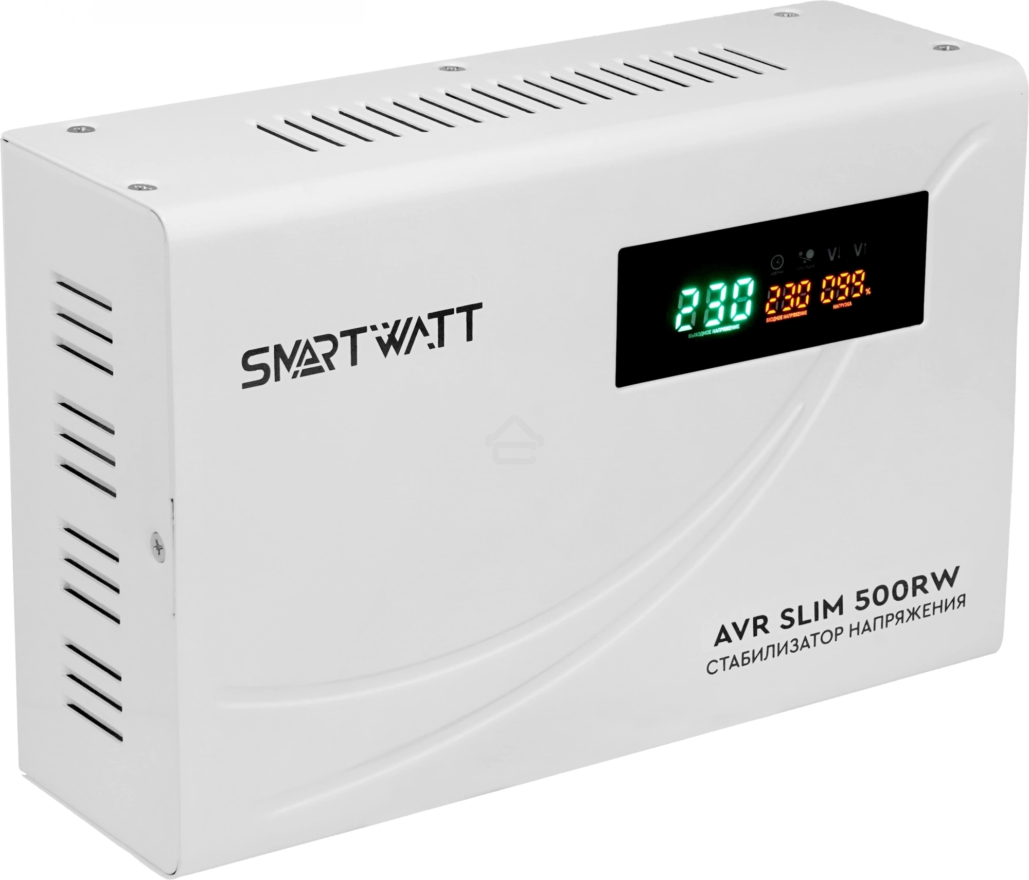 Настенный стабилизатор напряжения SMARTWATT AVR SLIM 500RW (100W - 260W, 500VA, 0.5 кВт, 50 Гц, розеток — 1, LED-диспле