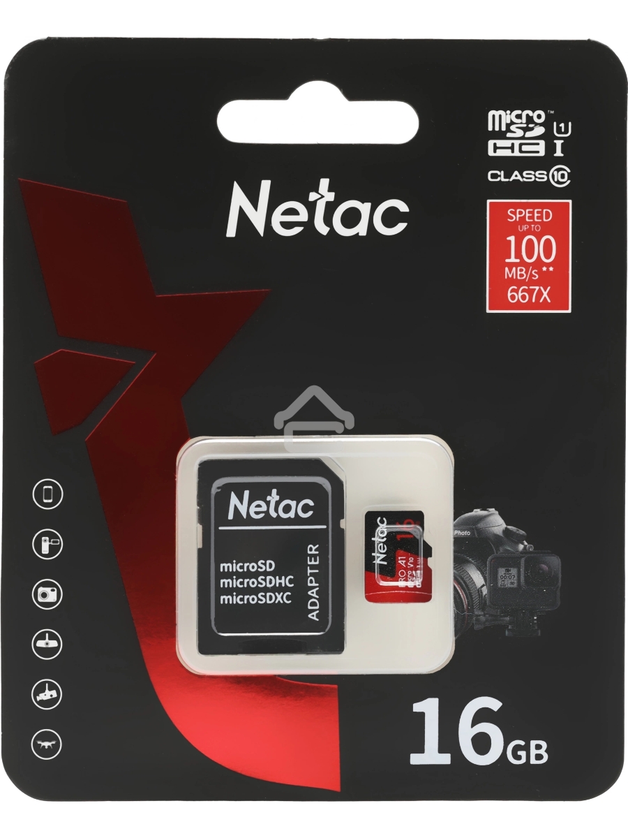 Флеш-накопитель NeTac Карта памяти Netac MicroSD card P500 Extreme Pro 16GB, retail version w/SD adapter