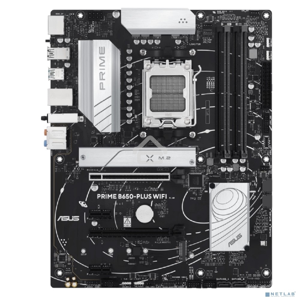 Материнская плата ASUS PRIME B650-PLUS WIFI, AM5, AMD B650, 4xDDR5, 4xSATA, 2xM.2, 1xPCIe 4.0 x16, 2xPCIe 4.0 x1, 1xDP, 1xHDMI, 1x2.5Gb LAN, Wi-Fi 6E, Bluetooth 5.3, 4xUSB-A 10Gbps, 2xUSB-A 5Gbps, 2xUSB-A 2.0, 5x3.5 мм, 7.1, ATX