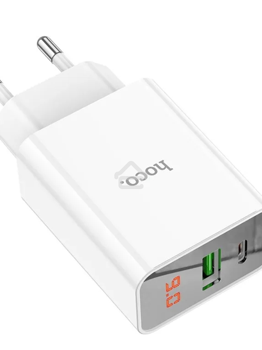 Блок питания (сетевой адаптер) HOCO C100A 1xUSB (18 Вт), 1xType (20 Вт), белый