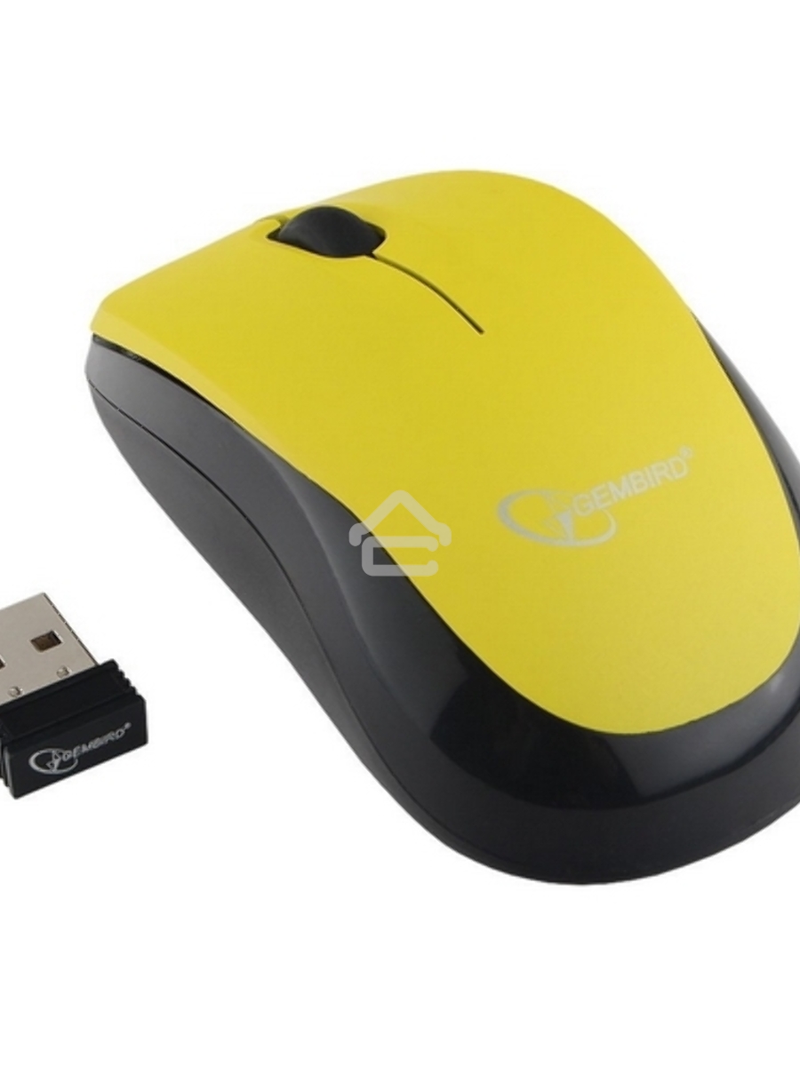 Мышь беспроводная Gembird MUSW-360-LM желтый, 1000 dpi, радиоканал, USB, кнопки - 3