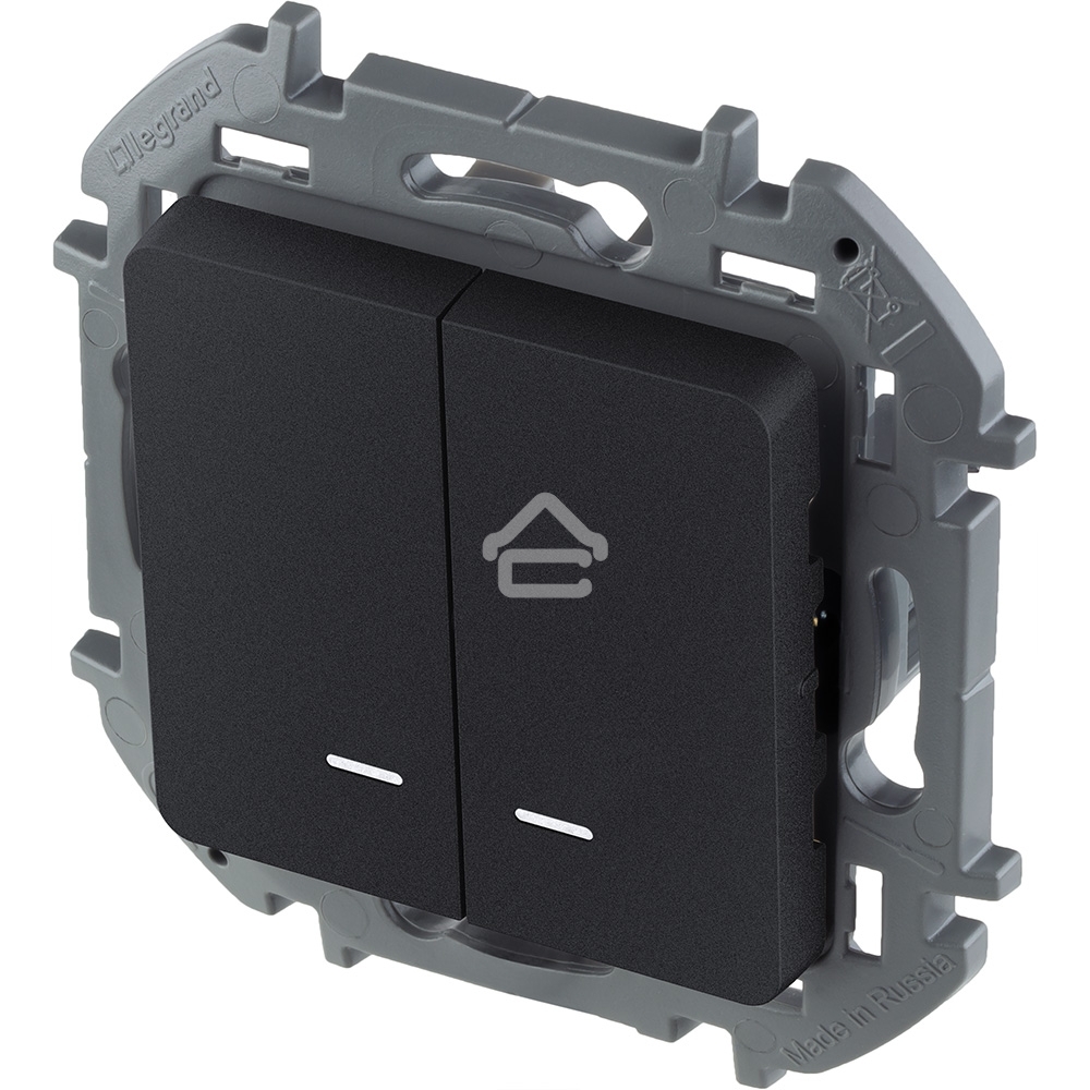 Выключатель 2-клавишный с подсветкой/индикацией 10AX 250 В антрацит