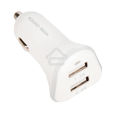 Автомобильная зарядка (от прикуривателя) 2USB 2.4A для micro USB More choice AC22m белый