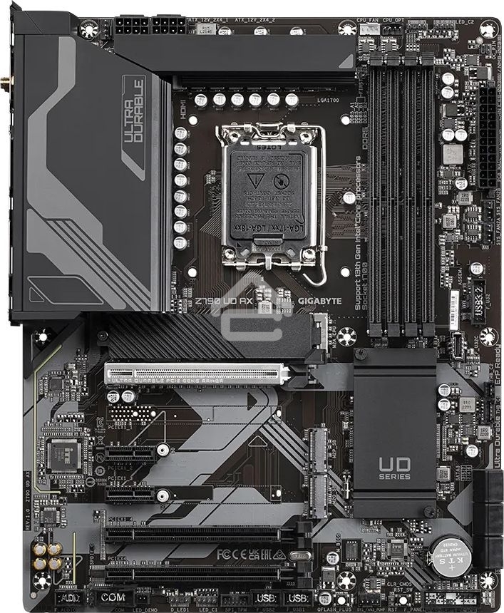 Материнская плата Gigabyte Z790 UD AX (V1.1/V1.2), LGA 1700, Intel Z790, 4xDDR5, 6xSATA, 3xM.2, 1xPCIe 5.0 x16, 1xPCIe 4.0 x4, 1xPCIe 3.0 x1, 1xHDMI, 1xDP, 1x 2.5Gb LAN, 4xUSB-A 2.0, 4xUSB-A 3.2 Gen 1, 1xUSB-A 3.2 Gen 2, 1xUSB-C 3.2 Gen 2x2, 7.1, ATX