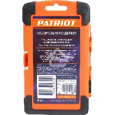 Набор сверл по дереву PATRIOT спиральные, W-образная заточка, 8 шт: 3, 4, 5, 6, 7, 8, 9, 10 мм, в пластиковом боксе