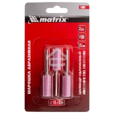 Шарошка абразивная Matrix, цилиндр удлин., 10 x 25 мм, хвостовик 3 мм, F80, 3шт.