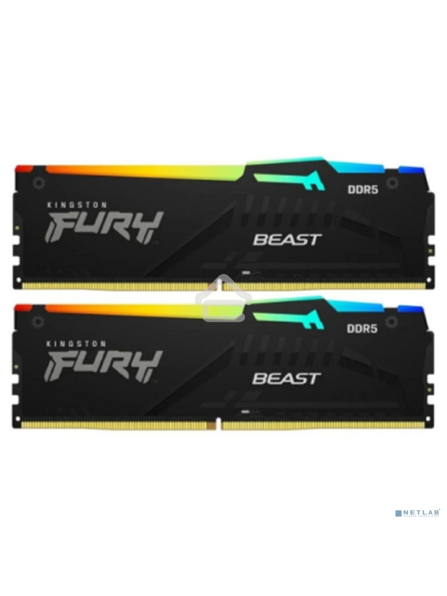 Оперативная память Kingston Fury Beast, DDR5, 16GB (2x8GB), 6000MHz, CL30, DIMM, с радиаторами, RGB, черный