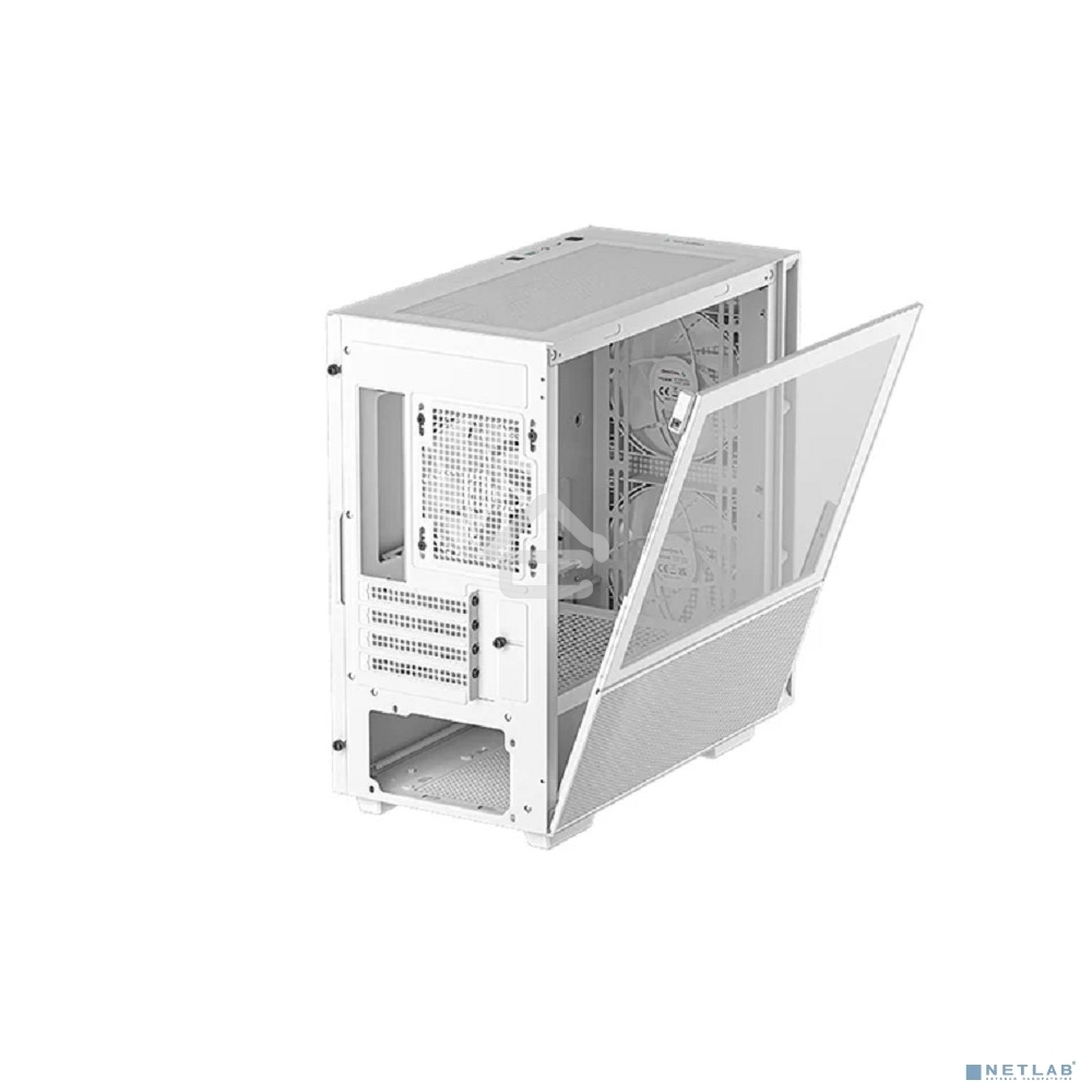 Компьютерный корпус Deepcool CH360 WH без БП, боковое окно (закаленное стекло), 2x140мм ARGb LED вентилятор спереди и 1x120мм ARGb LED вентилятор сзади, белый, mATX