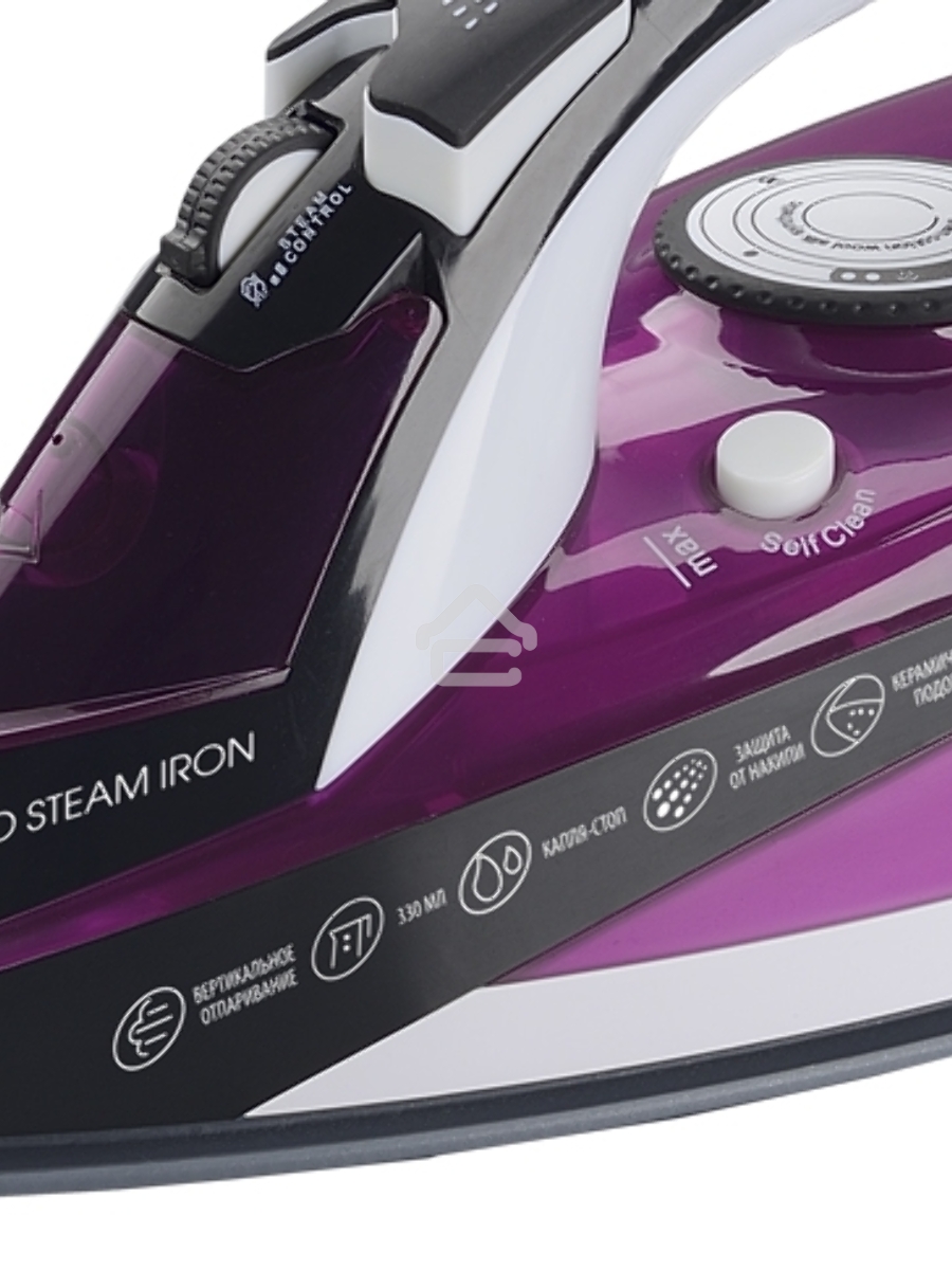 Утюг Centek CT-2344 VIOLET 2400Вт, керамическая подошва, мощный паровой удар, самоочистка, 330мл