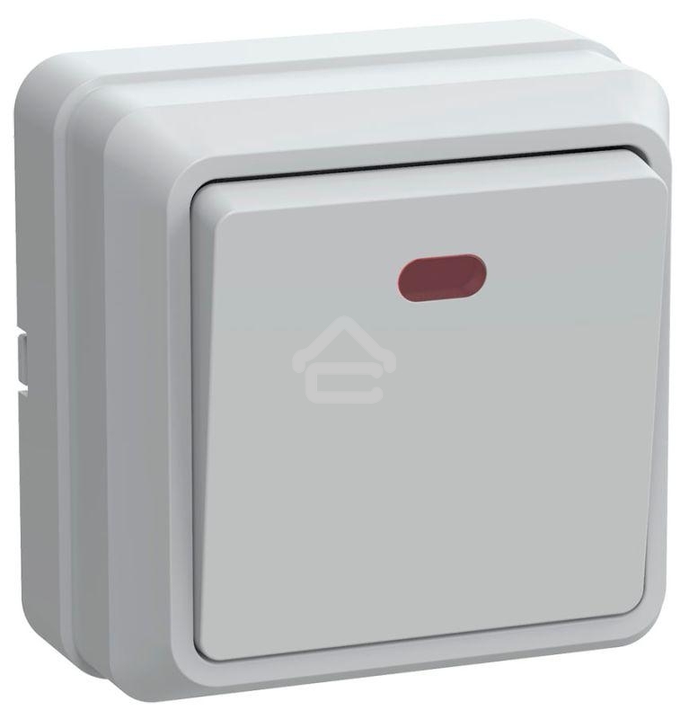 Выключатель 1-кл. ОП ОКТАВА с инд. 10А IP20 ВС20-1-1-ОБ белый ИЭК EVO11-K01-10-DC