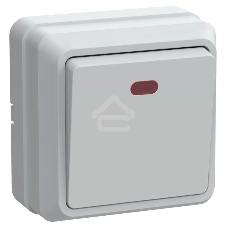 Выключатель 1-кл. ОП ОКТАВА с инд. 10А IP20 ВС20-1-1-ОБ белый ИЭК EVO11-K01-10-DC