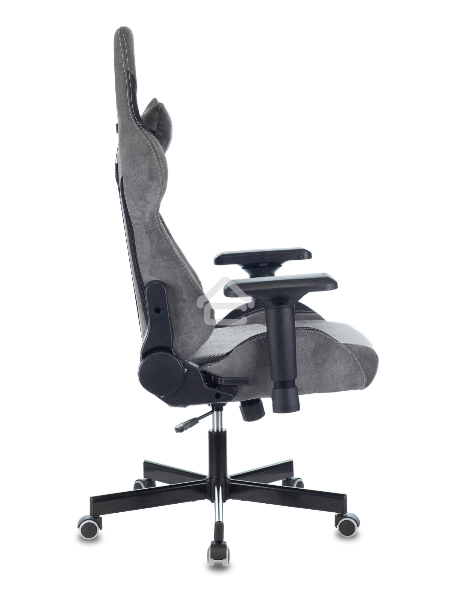 Кресло игровое Zombie VIKING 7 KNIGHT Fabric серый Loft ромбик текстиль/эко.кожа с подголов. крестовина металл