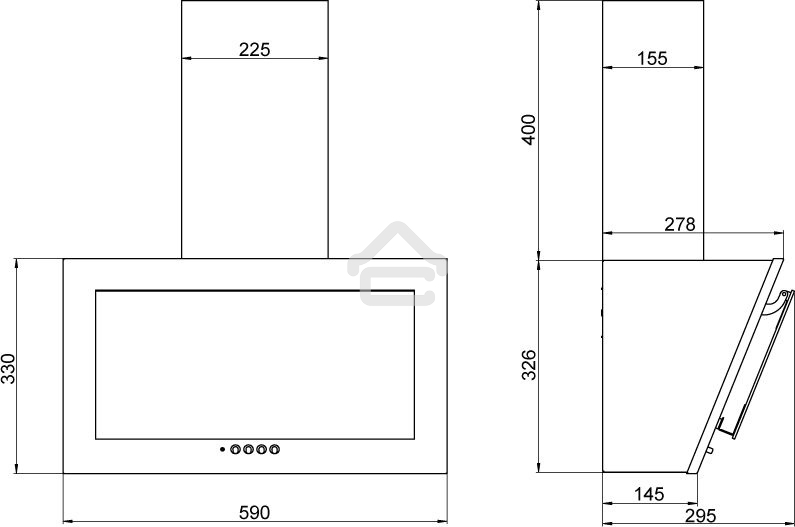 Вытяжка каминная Elikor Коралл 60П-430-К3Д черный управление: кнопочное (1 мотор)