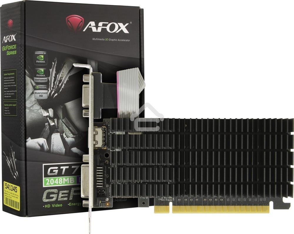 Видеокарта AFOX NVIDIA GeForce GT710 2GB DDR3 64BIT DVI HDMI VGA LP RTL