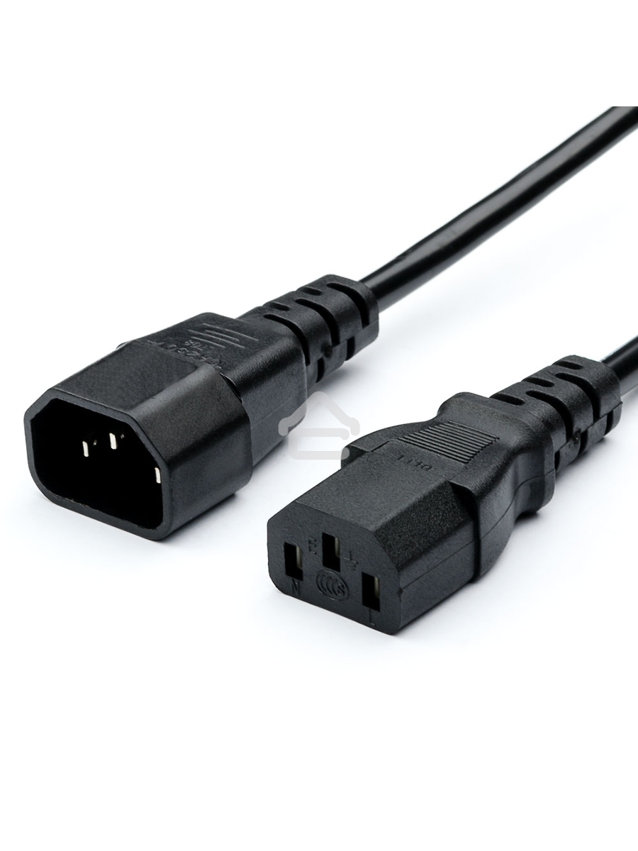 Кабель питания GoPower C14 (m)-C13 (f) 1.8м ПВХ удлинитель черный (1/10/100)