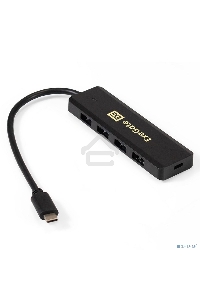Хаб USB (концентратор) ExeGate DUB-4CP/1 (кабель-адаптер USB Type C --> 4xUSB3.0, Plug&Play, черный)