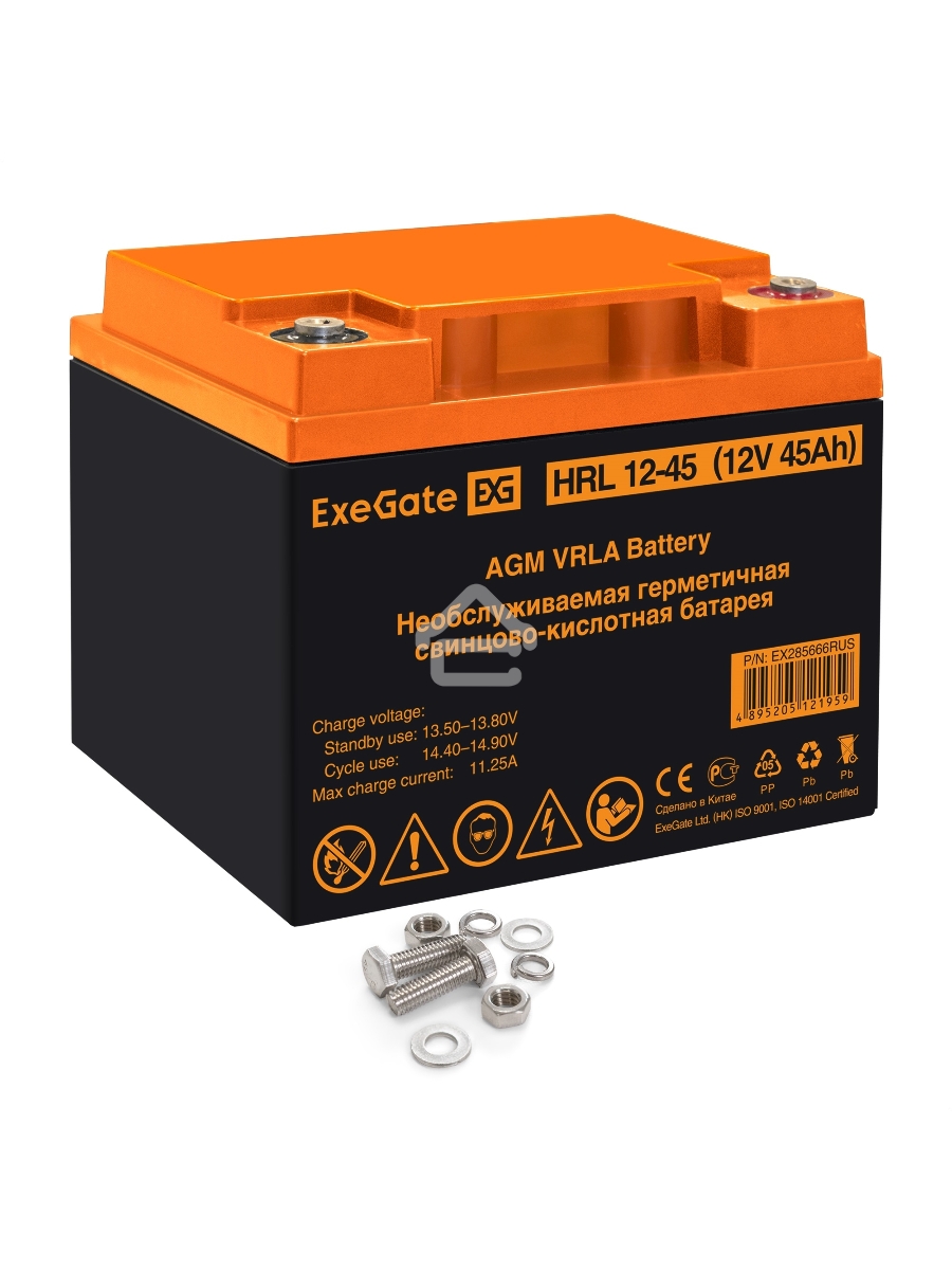 Аккумуляторная батарея ExeGate HRL 12-45 (12V 45Ah, под болт М6)