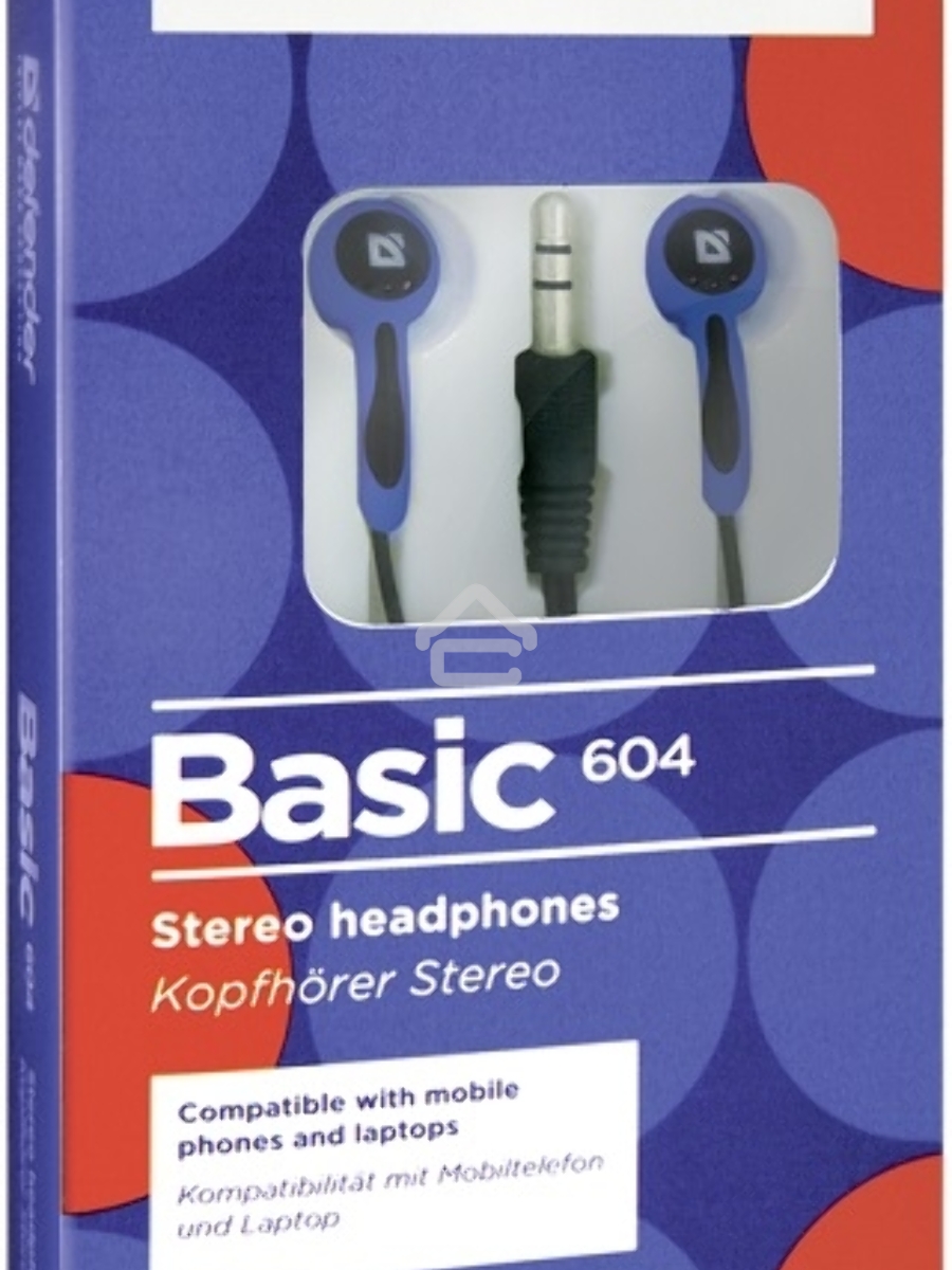 Наушники Defender Basic-604 синий кабель 1,1 м