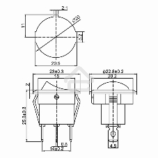 Выключатель клавишный Rexant круглый 12V 20А (3с) ON-OFF желтый с подсветкой