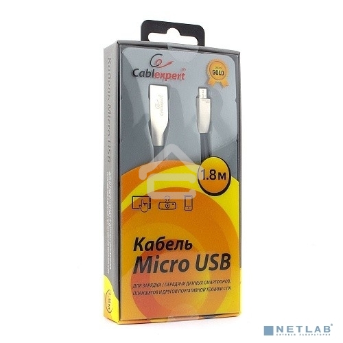 Кабель USB2.0 Cablexpert CC-G-mUSB01Bk-1.8M, AM/microB, серия Gold, длина 1.8м, черный, блистер