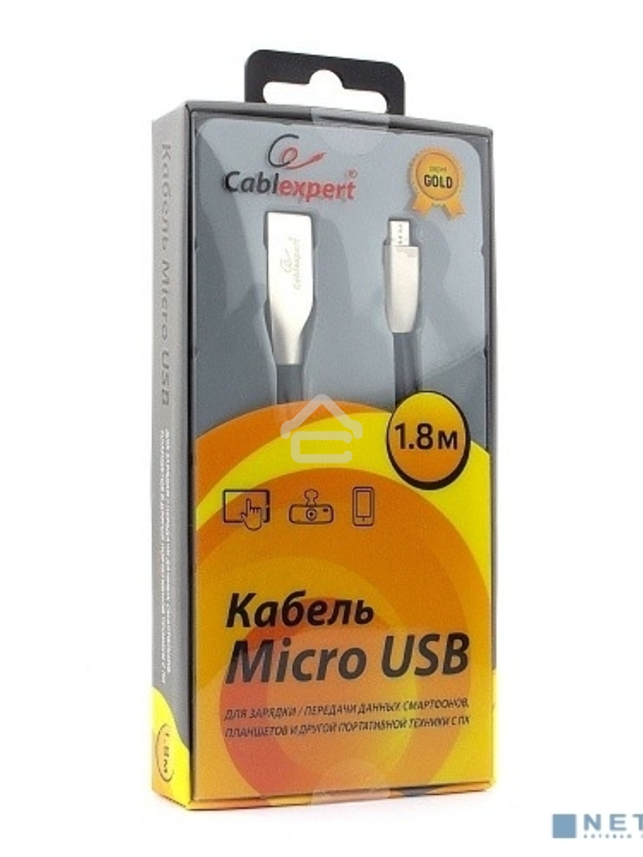 Кабель USB 2.0 Cablexpert CC-G-mUSB01Bk-1.8M, AM/microB, серия Gold, длина 1.8м, черный, блистер