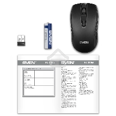 Мышь беспроводная SVEN RX-220W черный, 1600 dpi, радиоканал, USB, кнопки - 4