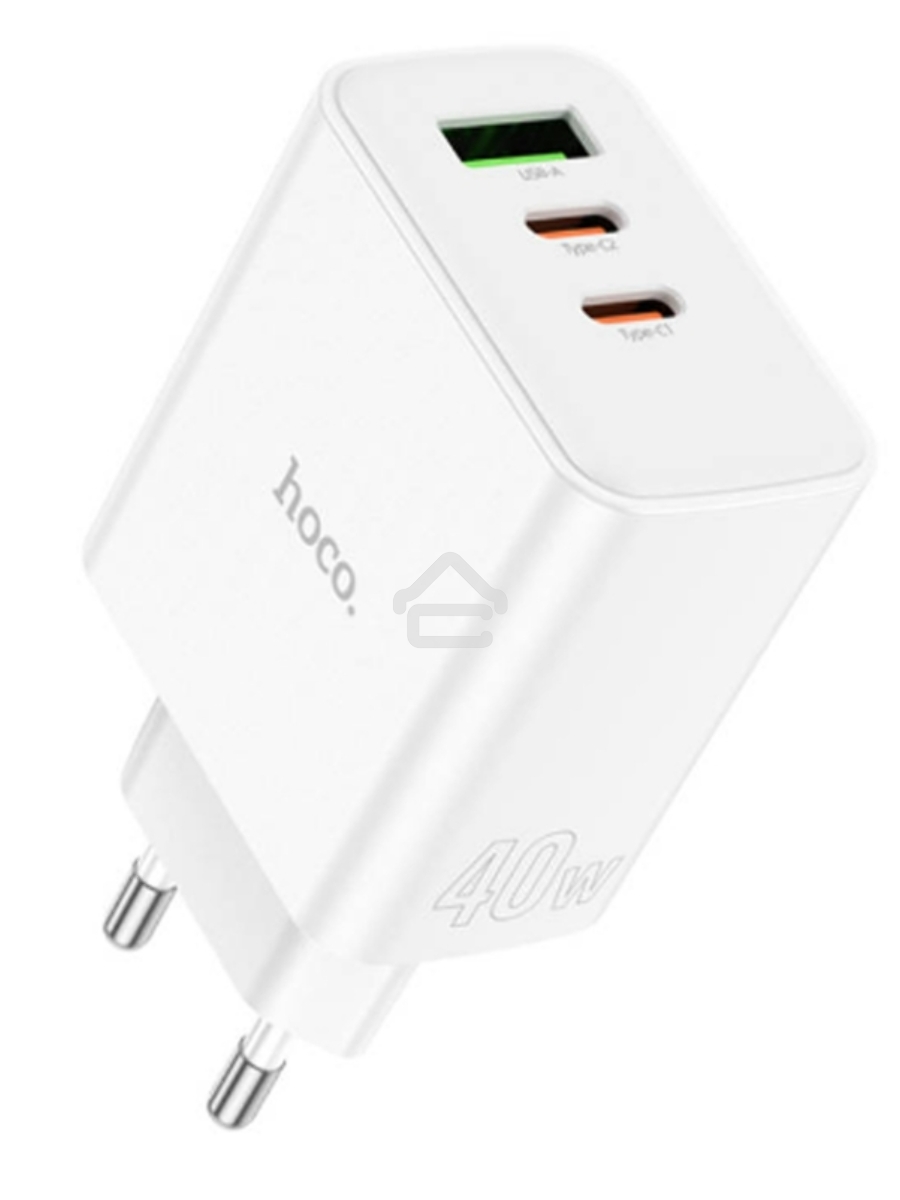Блок питания (сетевой адаптер) HOCO C126A 1 USB, 2 Type-C, 40W, белый