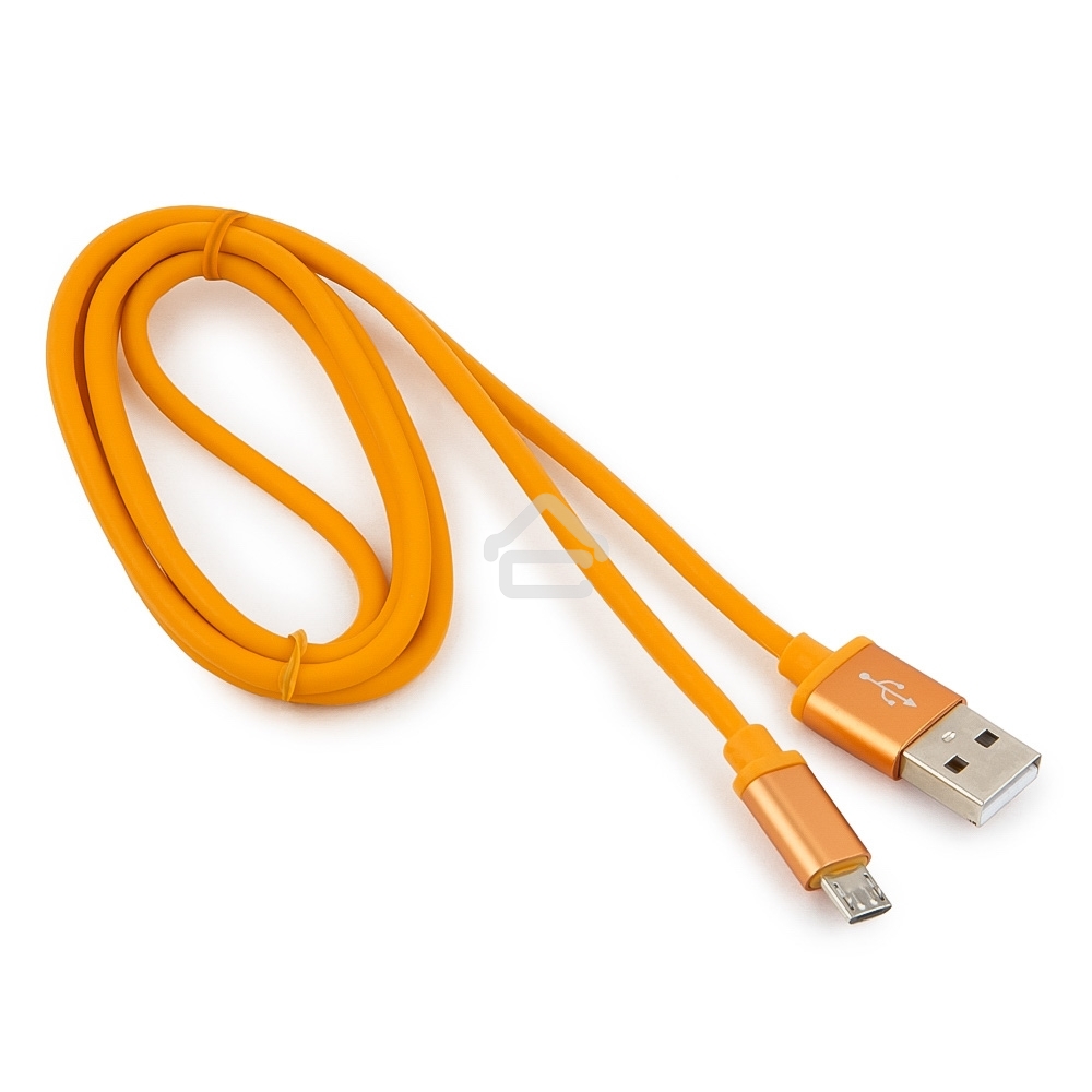 Кабель USB2.0 Cablexpert CC-S-mUSB01O-1M, AM/microB, серия Silver, длина 1м, оранжевый, блистер